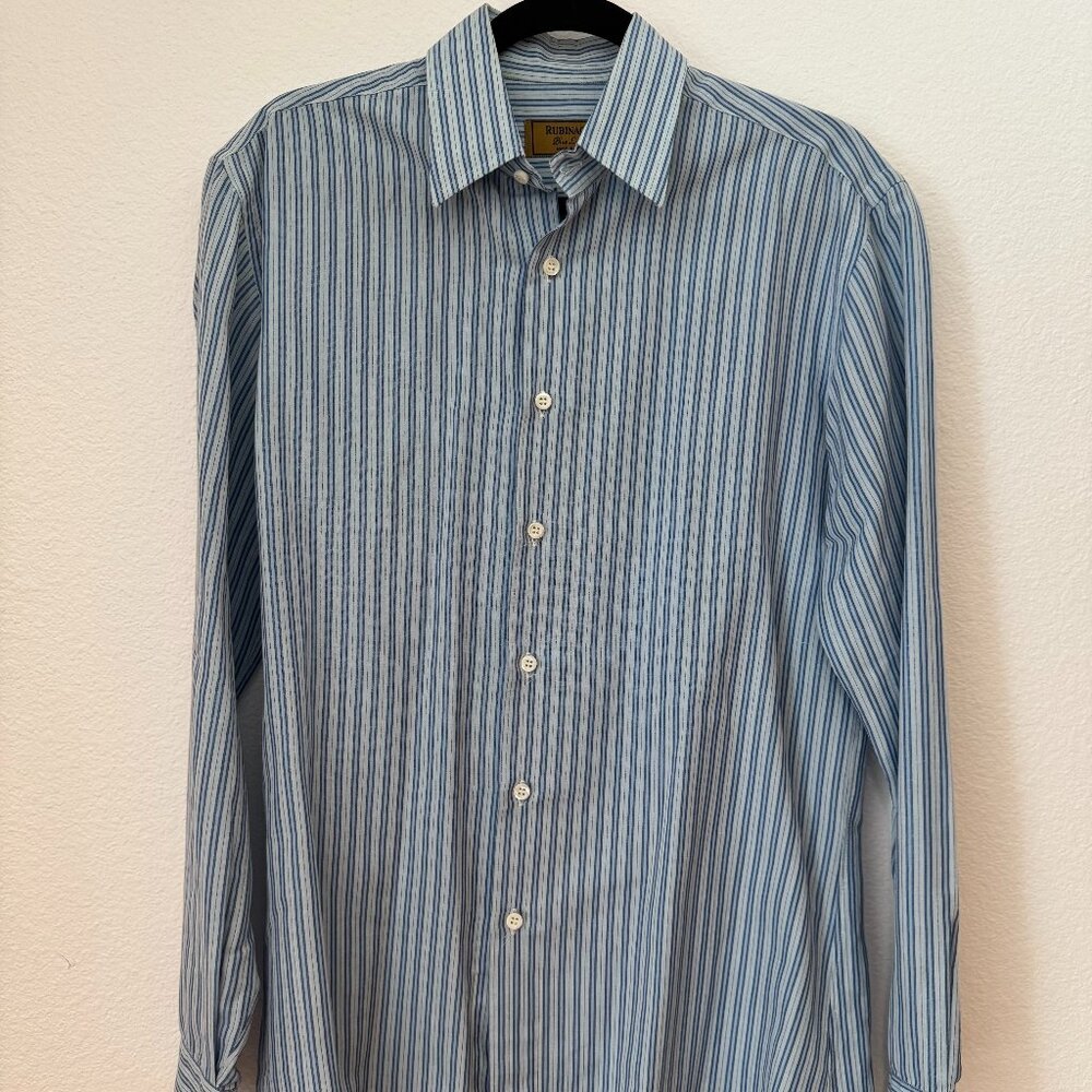 Rubinacci Blue Label Pinstriped Button Down Shirt